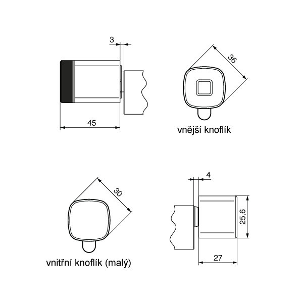 DORMAKABA evolo smart vnitřn&iacute; knofl&iacute;k mal&yacute;