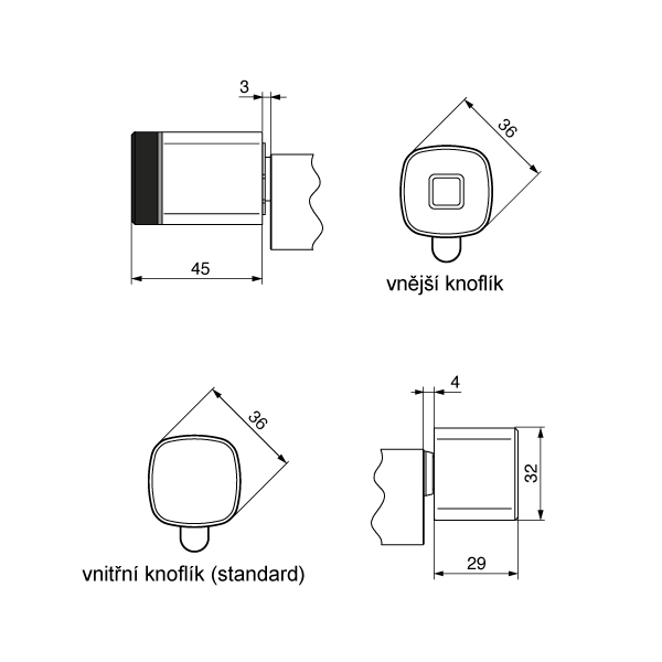 DORMAKABA evolo smart vnitřn&iacute; knofl&iacute;k