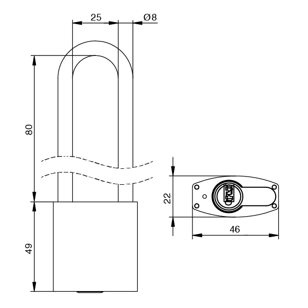 EVVA Akura visac&iacute; z&aacute;mek 80 mm