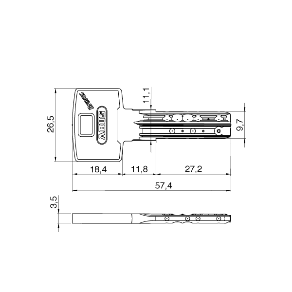 ABUS Bravus 3500 MX Magnet rozměry klíče