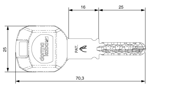 DORMAKABA kl&iacute;č Largekey (klip, prodloužen&yacute;)