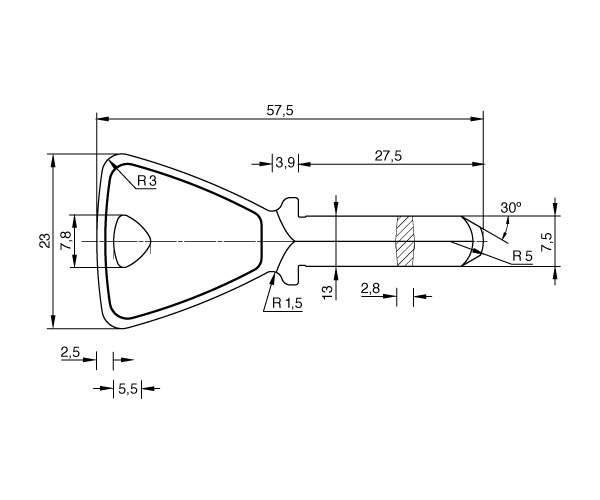 KESO 4000S trap&eacute;zov&yacute; kl&iacute;č
